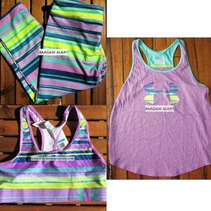 Under Armour Girls Large Capri Leggings w/ Sports Bra and Tank Top Coordinating